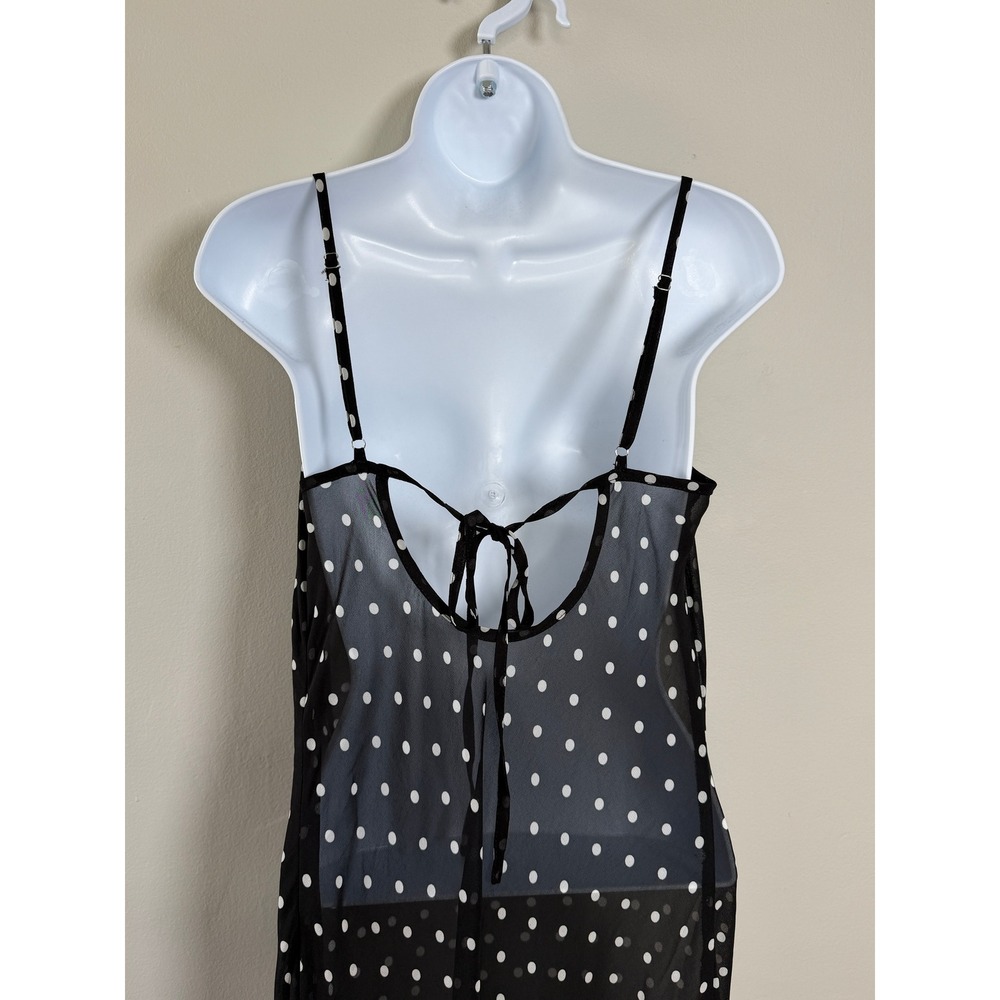 Commense Maxi Dress Women S Black Polka Dot Sheer Chiffon Beach Vacation Summer - Picture 6 of 13